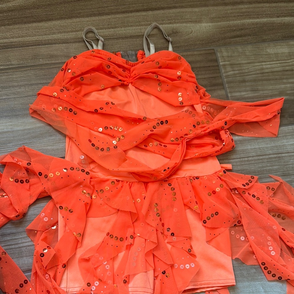 Orange Sequin Kids Dress